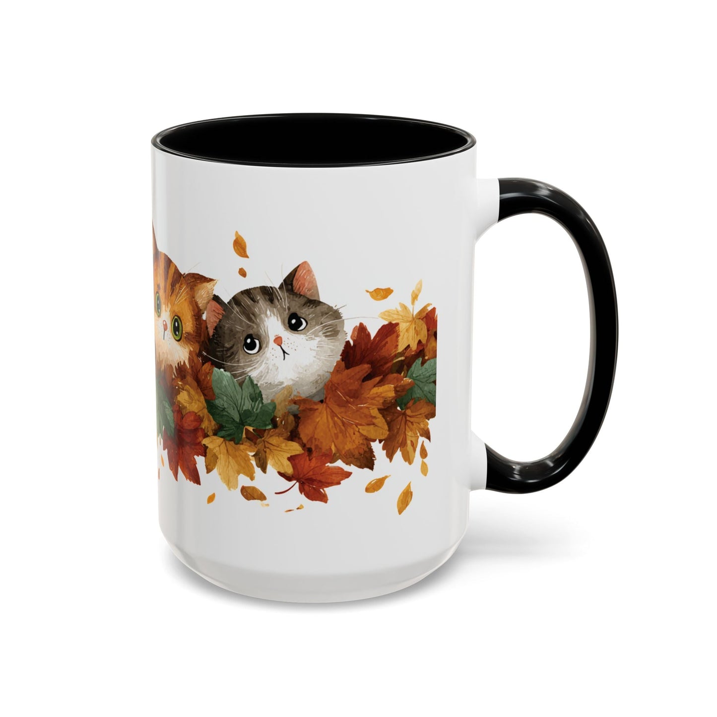 Autumn Cat Coffee Mug, Cute Animal Mug, Fall Decor, Gift for Cat Lovers, Warm Beverage Cup, Thanksgiving Coffee Cup Printify