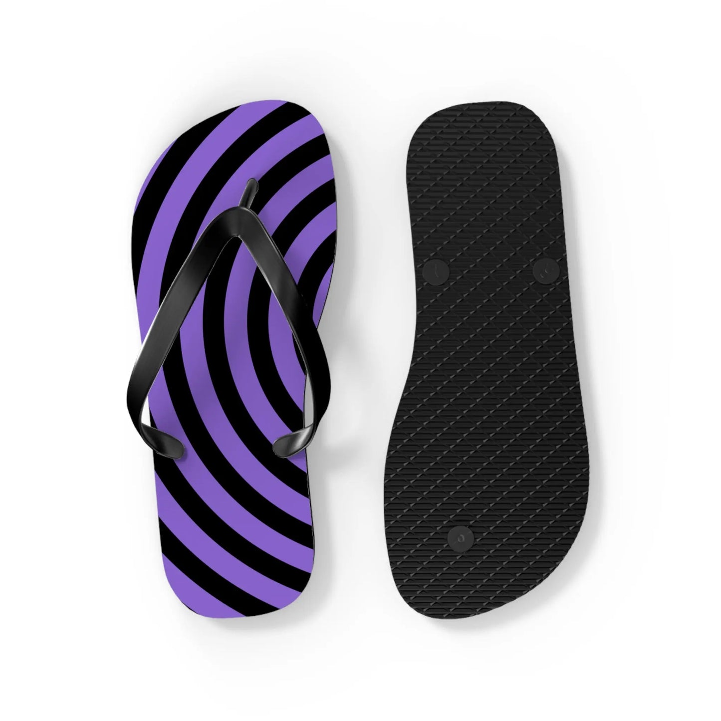 Spiral Flip Flops - Trendy Purple Design for Beach Days Printify