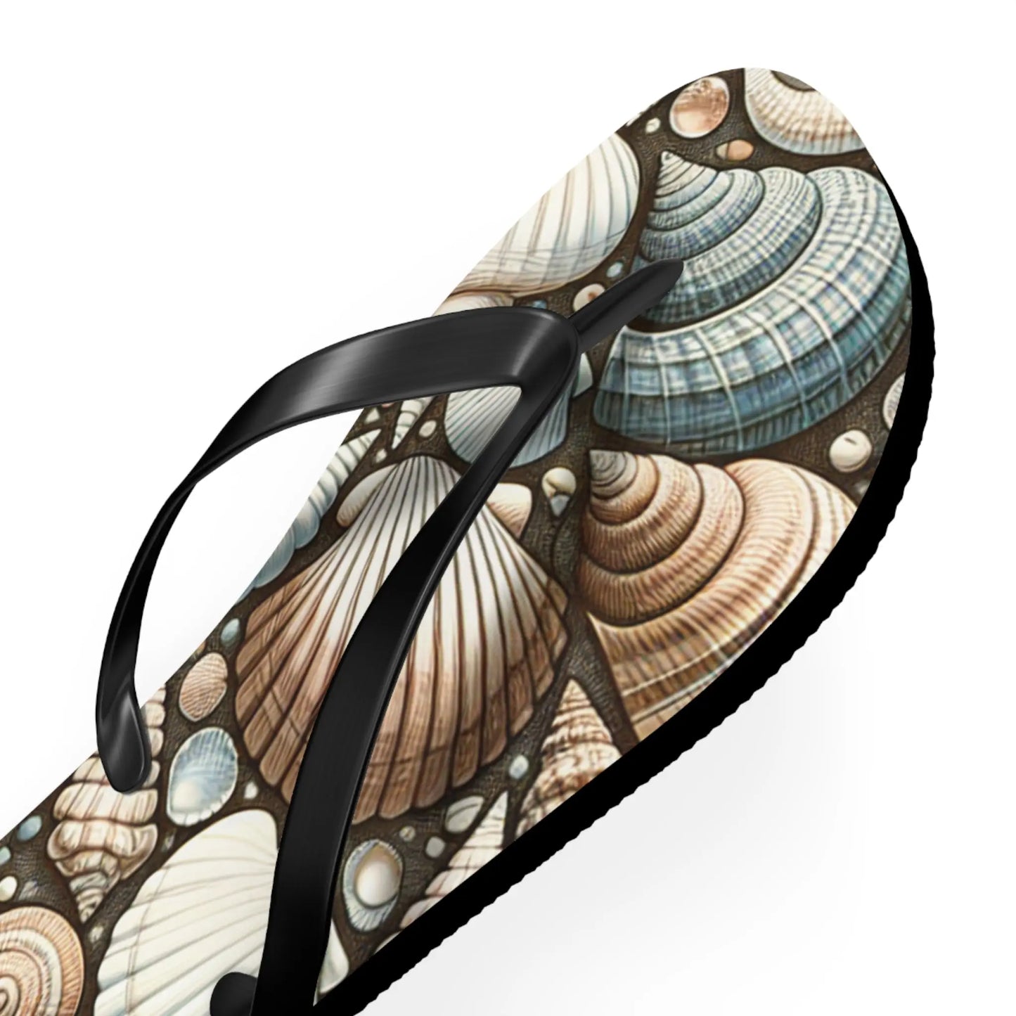 Seashell Flip Flops | Coastal Summer Footwear | Beach Sandals | Nautical Vacation Accessory | Sea-Inspired Summer Decor Printify