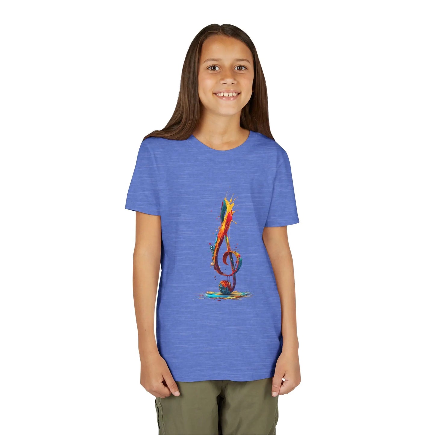 Youth Music Note Tee, Colorful Treble Clef Shirt, Printify