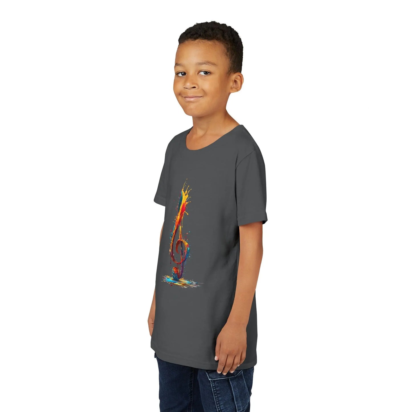 Youth Music Note Tee, Colorful Treble Clef Shirt, Printify