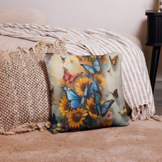 Sunflowers and Butterfly Kisses - Basic Pillow - One of a kind AI Artwork! | Unique Everyday Designz Home, Gifts & Apparel A Lid for Every Pot ~Everyday Designz~
