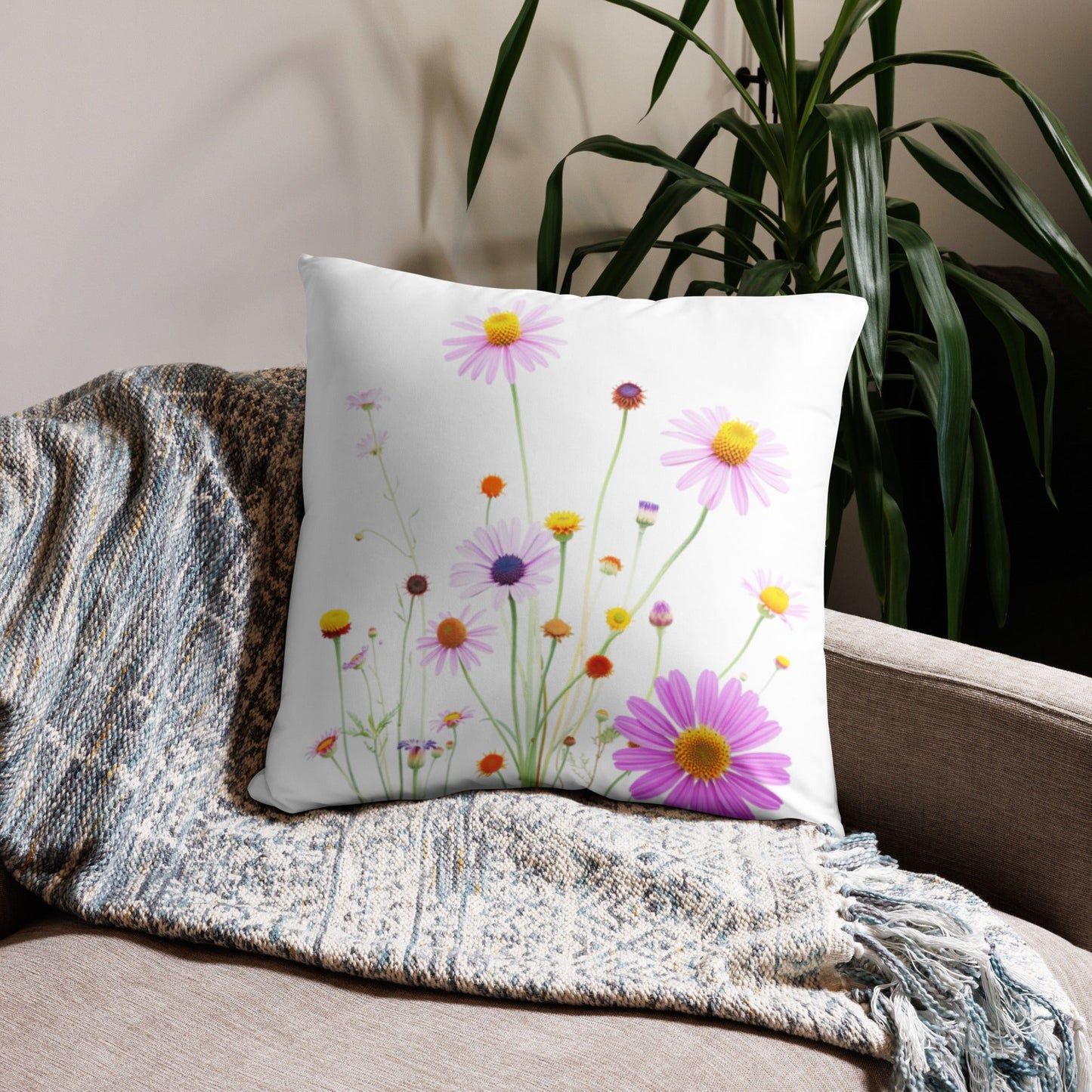 Basic Pillow (Case + Pillow)- Wild Flowers – Vibrant Floral Design for Home Decor (3 Sizes Available) | Unique Everyday Designz Home, Gifts & Apparel A Lid for Every Pot ~Everyday Designz~