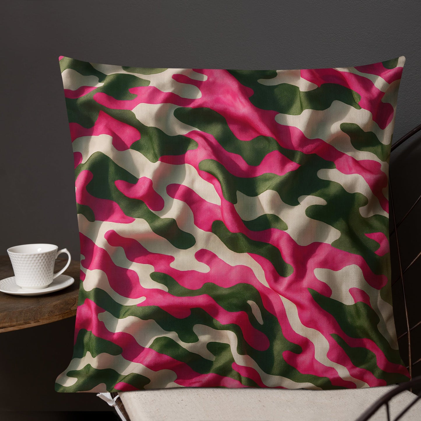 Pink and Green Camo 8k - 18x18, 20x12 and 20x20 - Premium Pillow | Unique Everyday Designz Home, Gifts & Apparel A Lid for Every Pot ~Everyday Designz~