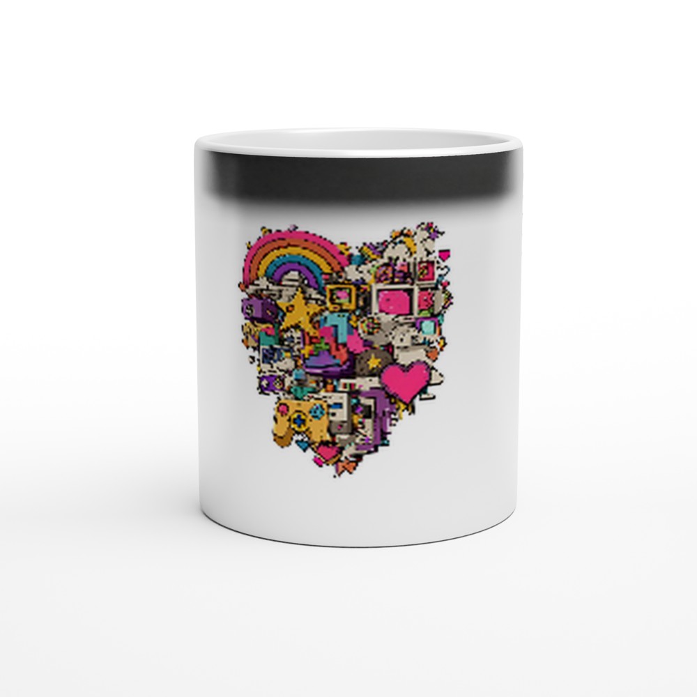 Creative Heart Magic Color Changing Mug – One of a kind AI-Generated Nostalgic Pop Culture Art (11oz) | Unique Everyday Designz Home, Gifts & Apparel A Lid for Every Pot ~Everyday Designz~