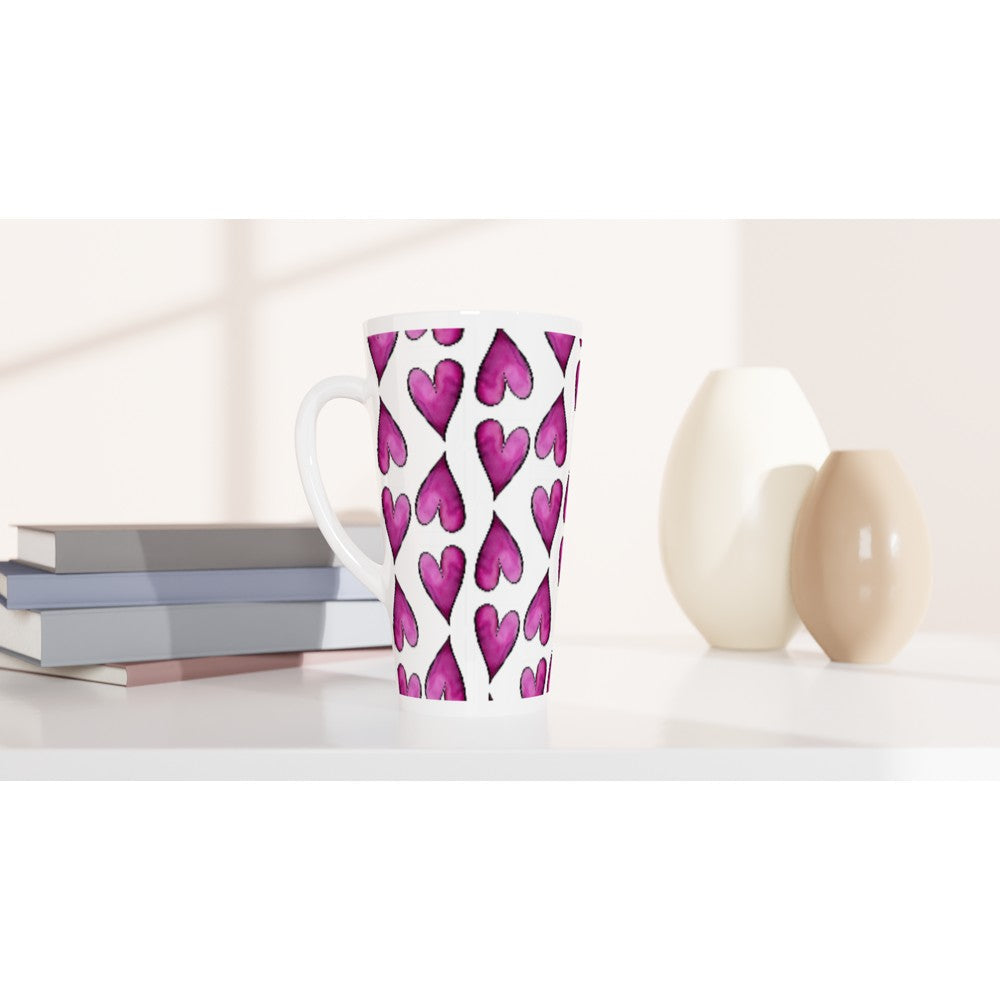I Give You My Heart Latte Mug – Beautiful Watercolor Heart Pattern (17oz) | Unique Everyday Designz Home, Gifts & Apparel A Lid for Every Pot ~Everyday Designz~