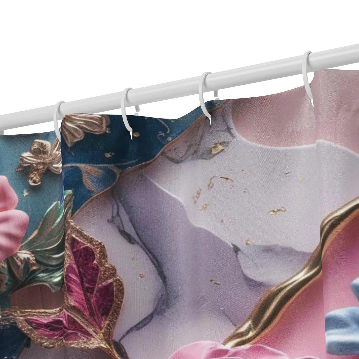 71"x74" Shower Curtain - Custom Made - Bold Flowers and Marble A Lid for Every Pot ~ Everyday Designz ~