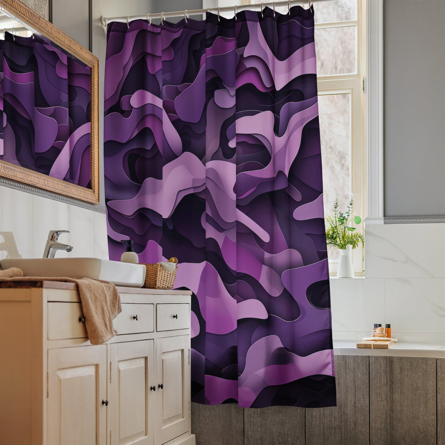 8k Purple Camouflage - Shower curtain