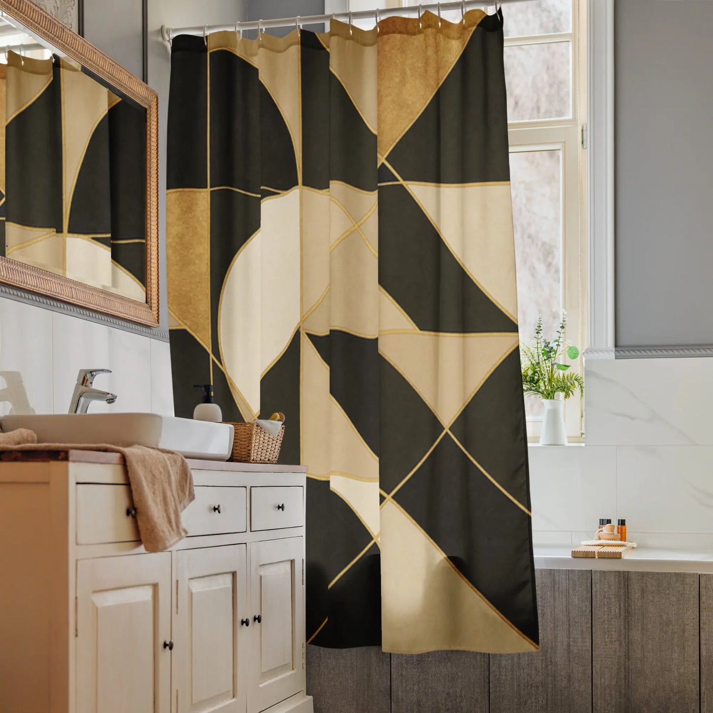 Durable Water Resistant Shower Curtain Geometric Abstract A Lid for Every Pot ~ Everyday Designz ~