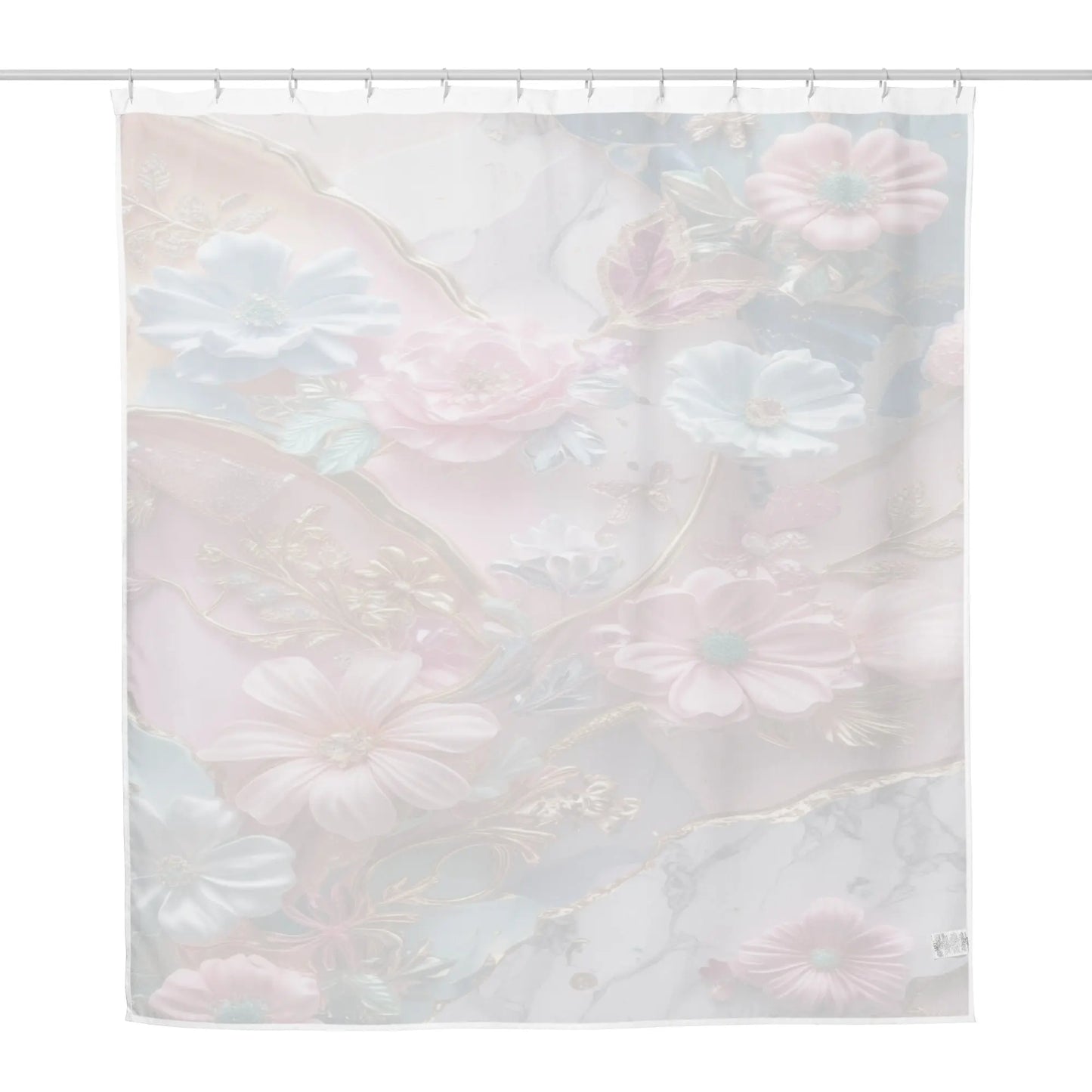 71"x74" Shower Curtain - Custom Made - Bold Flowers and Marble A Lid for Every Pot ~ Everyday Designz ~