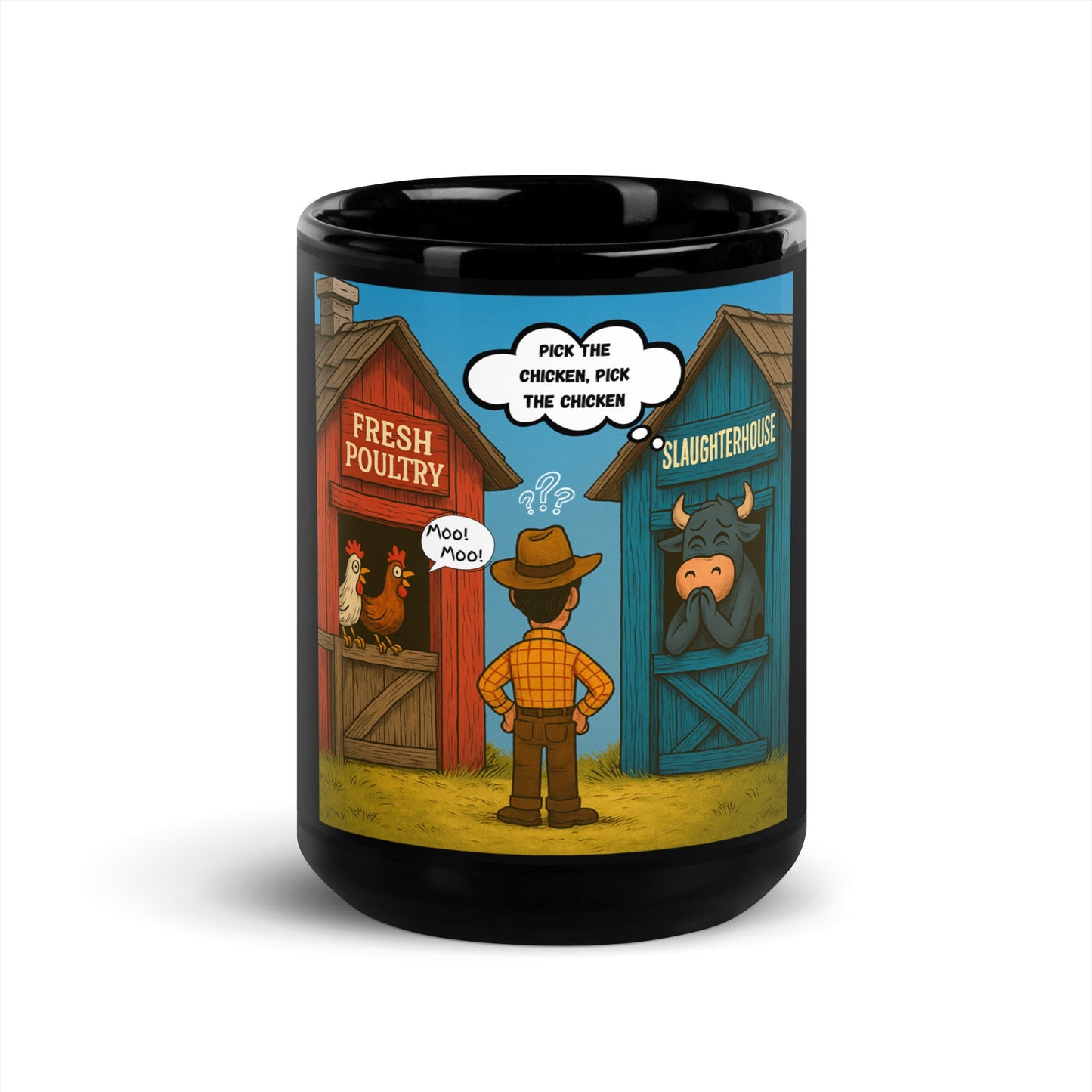 Moochiken - Humorous Cow Tails -11oz and 15oz Black Glossy Mug A Lid for Every Pot ~ Everyday Designz ~