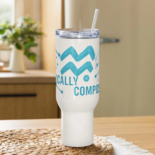 Zodiac Aquarius - Chaotically Composed - 25oz and 40oz Travel mug with a handle A Lid for Every Pot ~ Everyday Designz ~