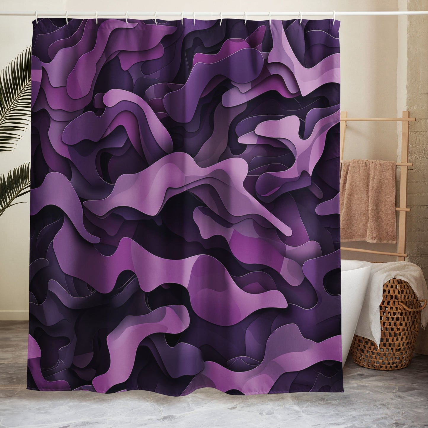 8k Purple Camouflage - Shower curtain A Lid for Every Pot ~ Everyday Designz ~