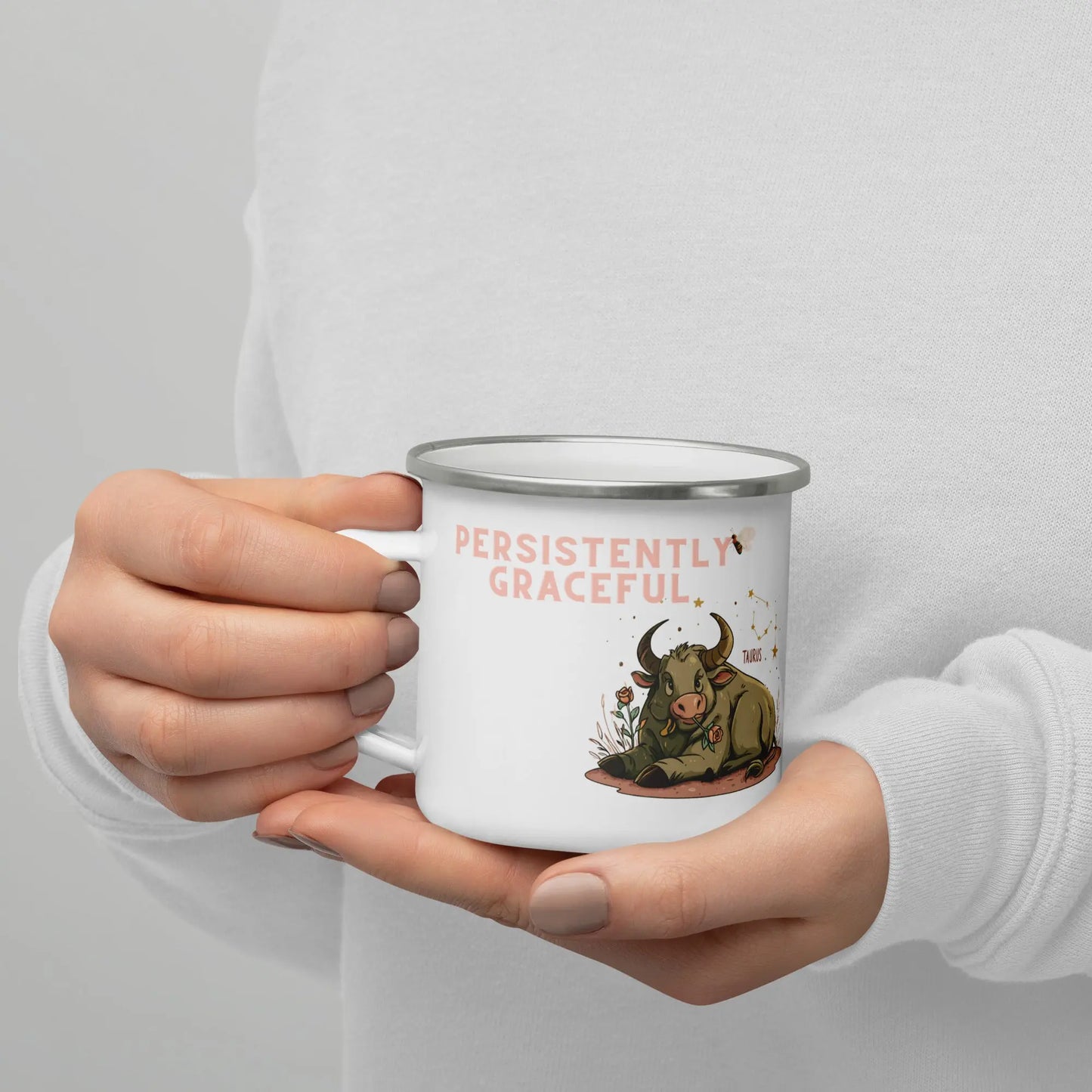 Zodiac Taurus - Persistently Graceful Enamel Mug A Lid for Every Pot ~ Everyday Designz ~