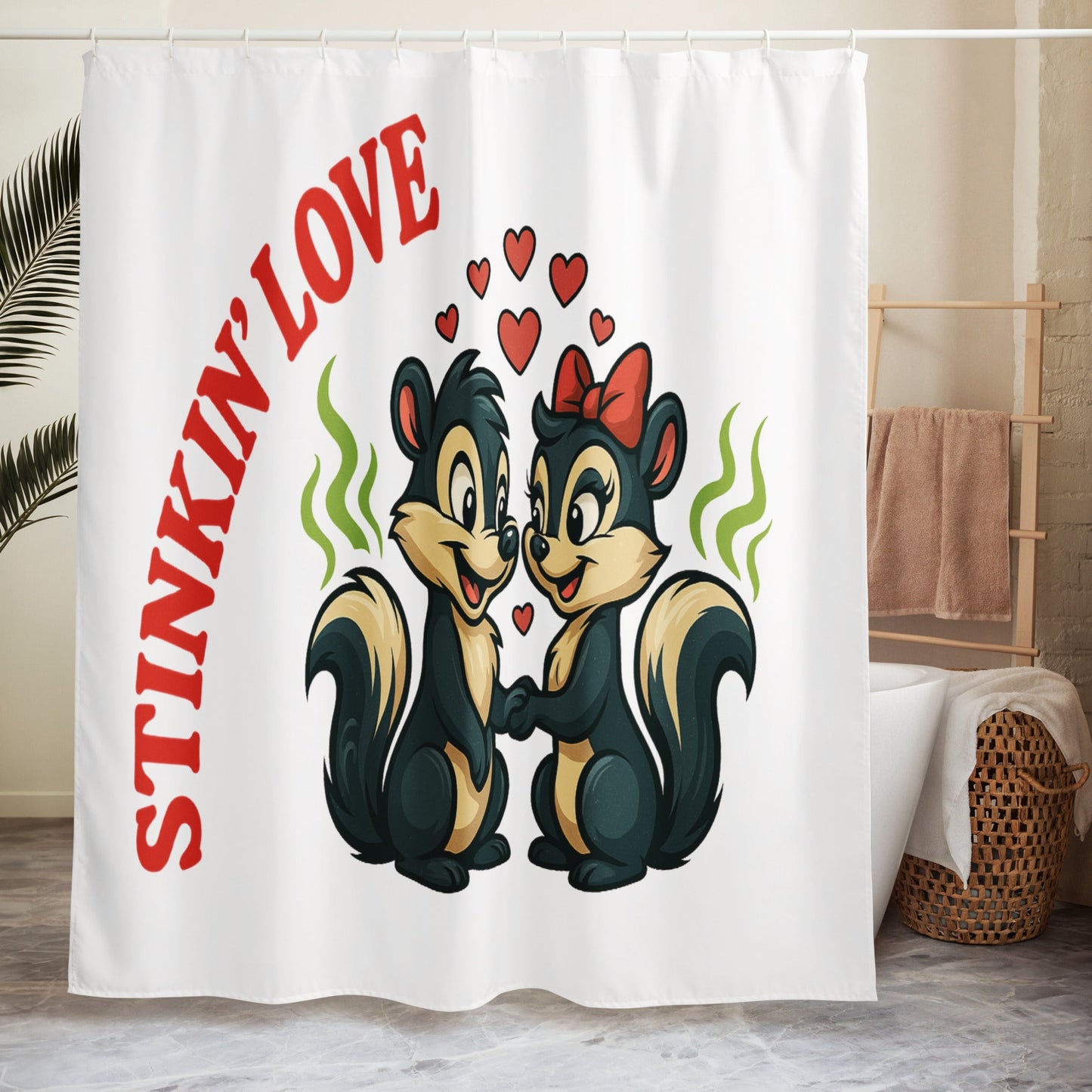 Durable and Water Resistant Shower curtain STINKIN' LOVE | Unique Everyday Designz Home, Gifts & Apparel A Lid for Every Pot ~Everyday Designz~
