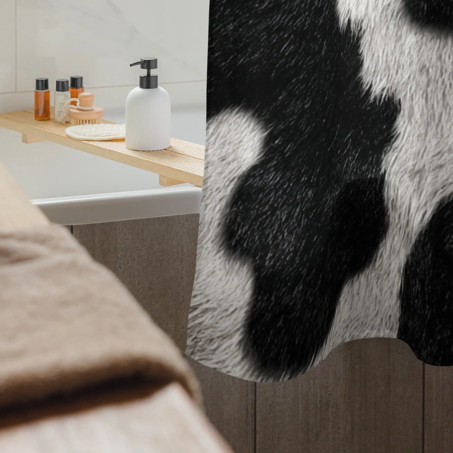 Durable, Water Resistant Shower curtain - Surreal Cow Print A Lid for Every Pot ~ Everyday Designz ~