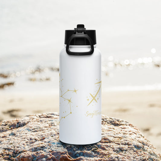 Zodiac Sagittarius - Aimless Precision - 32oz Stainless steel water bottle with a straw lid | Unique Everyday Designz Home, Gifts & Apparel A Lid for Every Pot ~Everyday Designz~