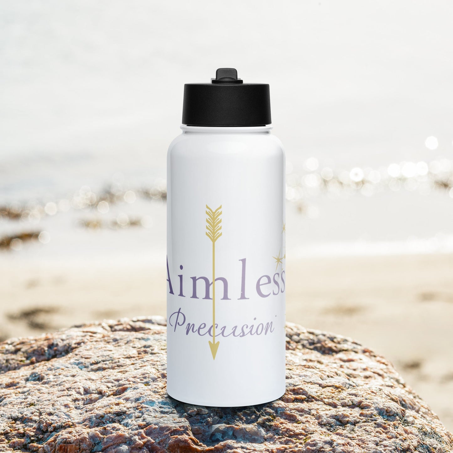 Zodiac Sagittarius - Aimless Precision - 32oz Stainless steel water bottle with a straw lid | Unique Everyday Designz Home, Gifts & Apparel A Lid for Every Pot ~Everyday Designz~
