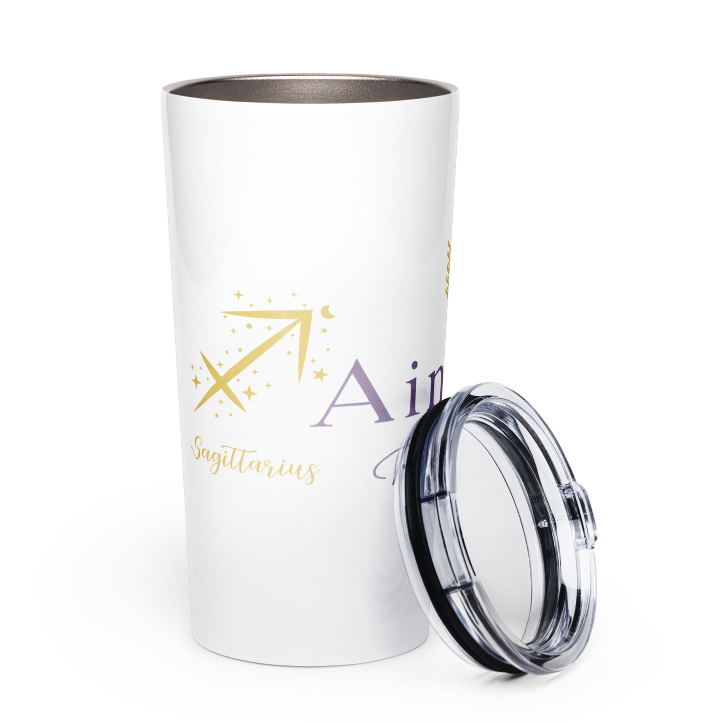 Zodiac Sagittarius - Aimless Precision - 20oz Tapered stainless steel tumbler with lid | Unique Everyday Designz Home, Gifts & Apparel A Lid for Every Pot ~Everyday Designz~
