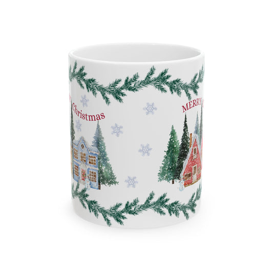 Christmas-Themed Ceramic Mug, Holiday Gift, Festive Drinkware, Winter Decor, Home & Kitchen, Coffee/Tea Cup