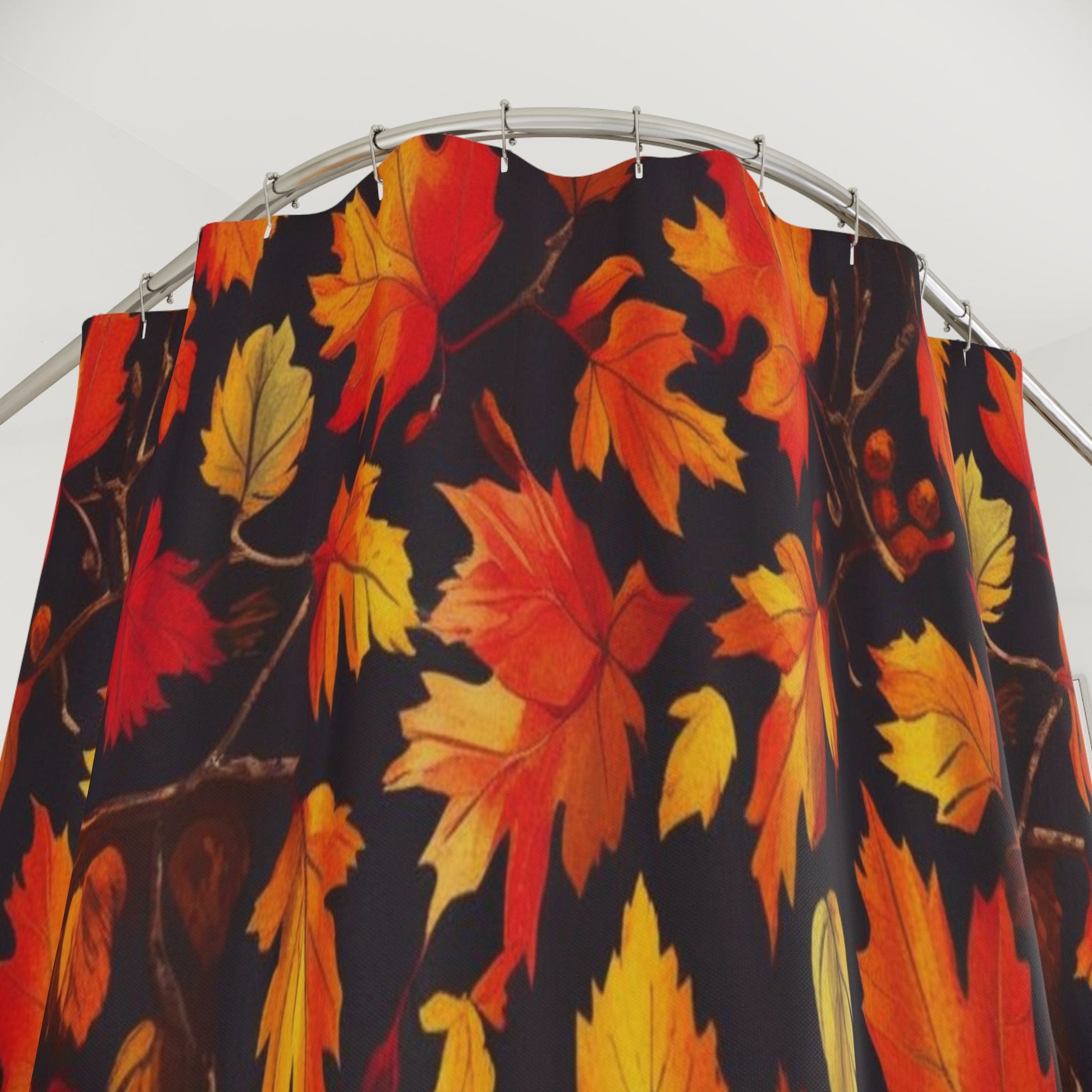 Autumn Leaves Shower Curtain, Fall Bathroom Decor, Seasonal Home Accents, Thanksgiving Gift, Leaf Pattern Curtains Printify