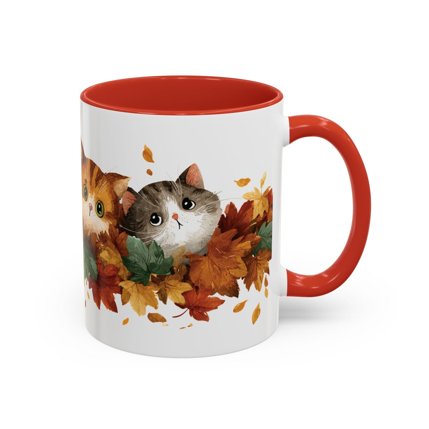 Autumn Cat Coffee Mug, Cute Animal Mug, Fall Decor, Gift for Cat Lovers, Warm Beverage Cup, Thanksgiving Coffee Cup Printify
