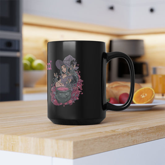 11oz and 15oz Black Glossy Mug - "Stay Wicked Be Wicked" A Witch her Cauldron and Flying Monkeys - A Lid for Every Pot ~ Everyday Designz ~