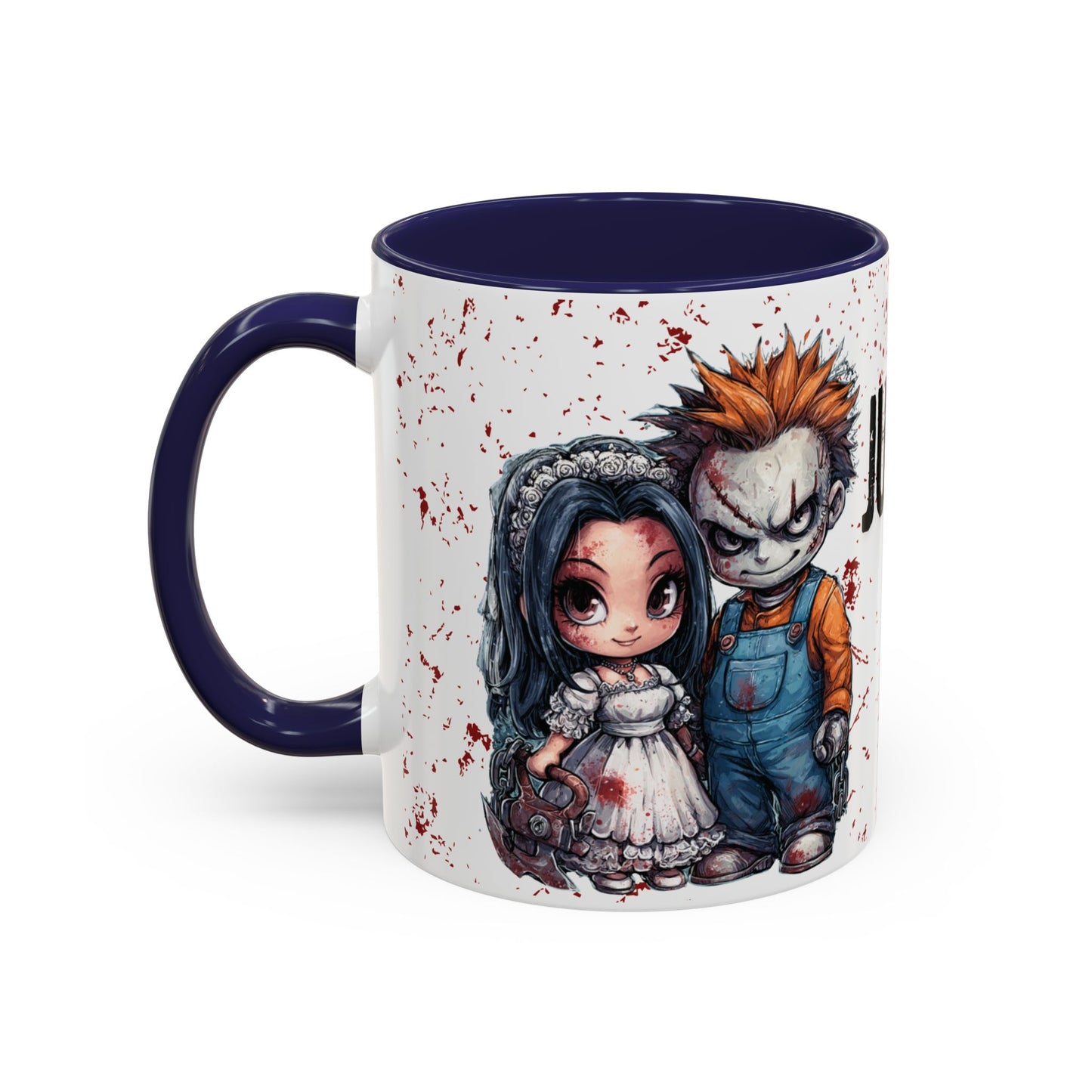 Accent Coffee Mug - Gothic Halloween Bride and Groom Just Stitched Personalized Mug