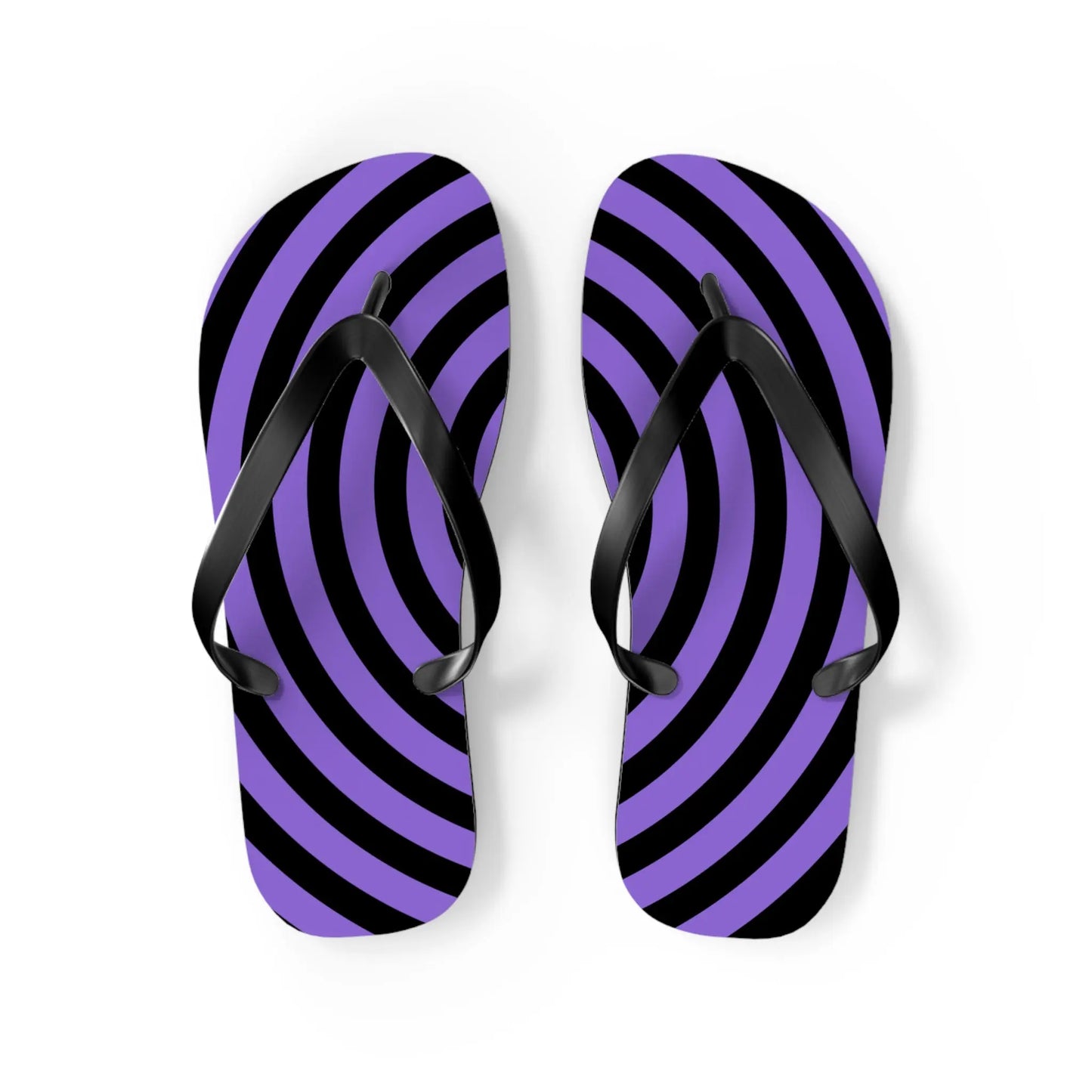 Spiral Flip Flops - Trendy Purple Design for Beach Days Printify