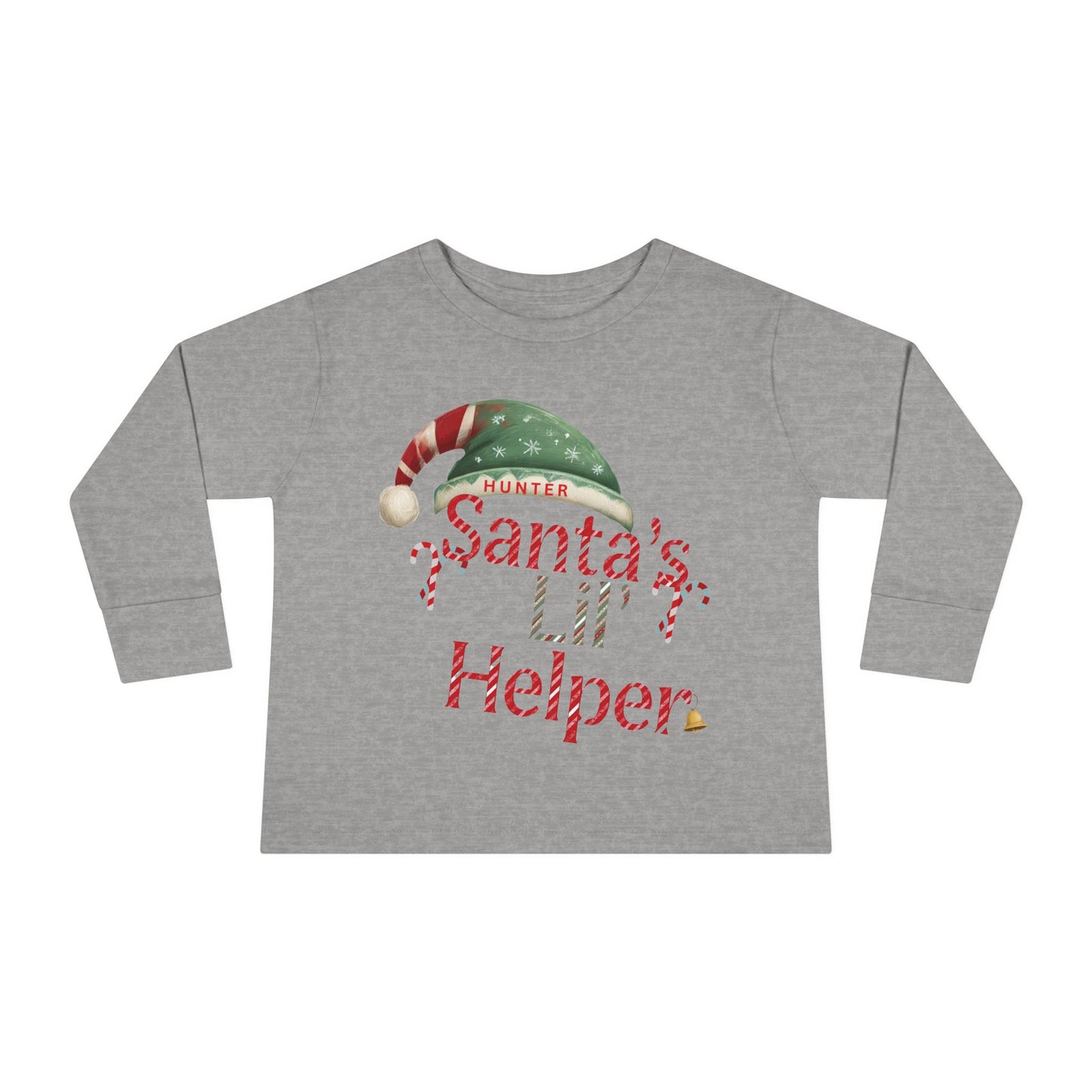 Personalized Toddler Christmas Long Sleeve Tee, Santa's Lil Helper, Holiday Gift, Kids' Winter Wear, Cute Toddler Apparel, Festive Shirt