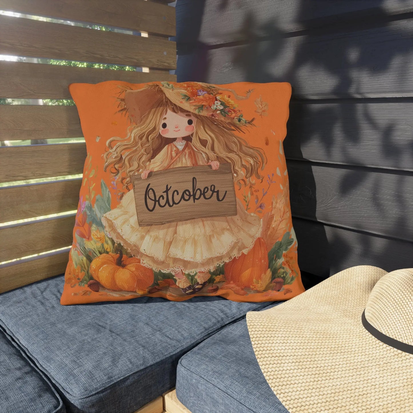 Fall Harvest Outdoor Pillow, Seasonal Decor, Autumn Cushion, Cozy Outdoor Living, October Decorations, Thanksgiving Home Accents Printify