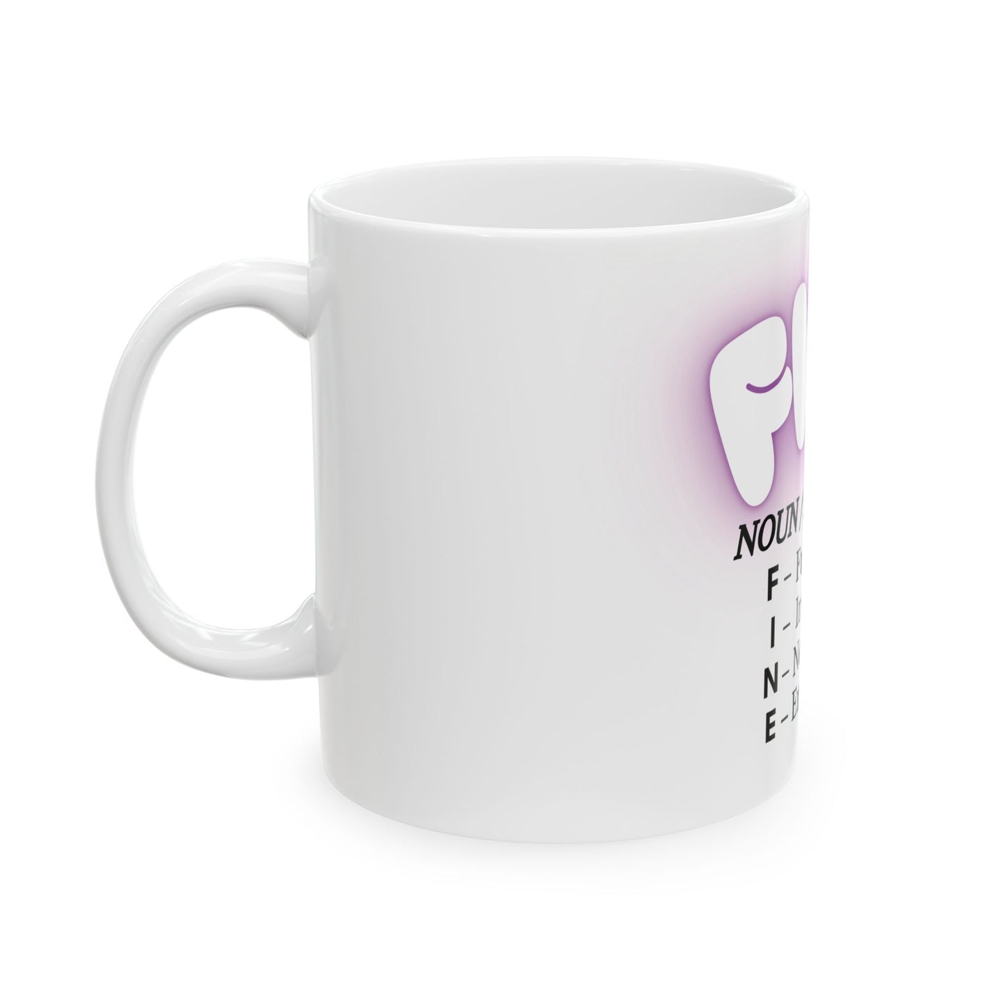 Pretty FINE Mug Funny Middle Finger Coffee Cup, Sarcastic Definition Mug, Feminine Purple Aesthetic Gift for Best Friend or Coworker