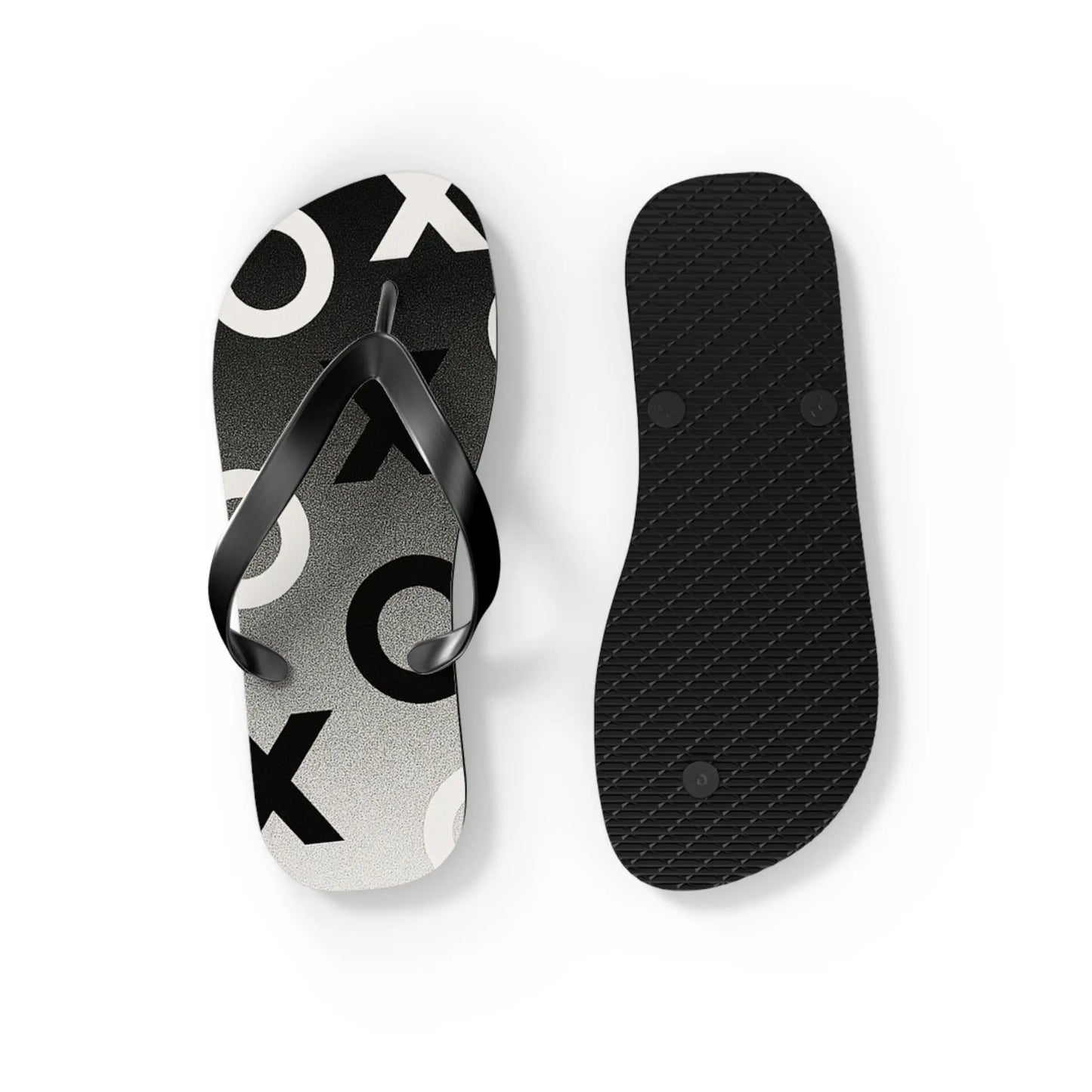 Stylish Flip Flops with Minimalist OX Design, Beach Footwear, Summer Sandals, Casual Summer Vibes, Vacation Essentials Printify