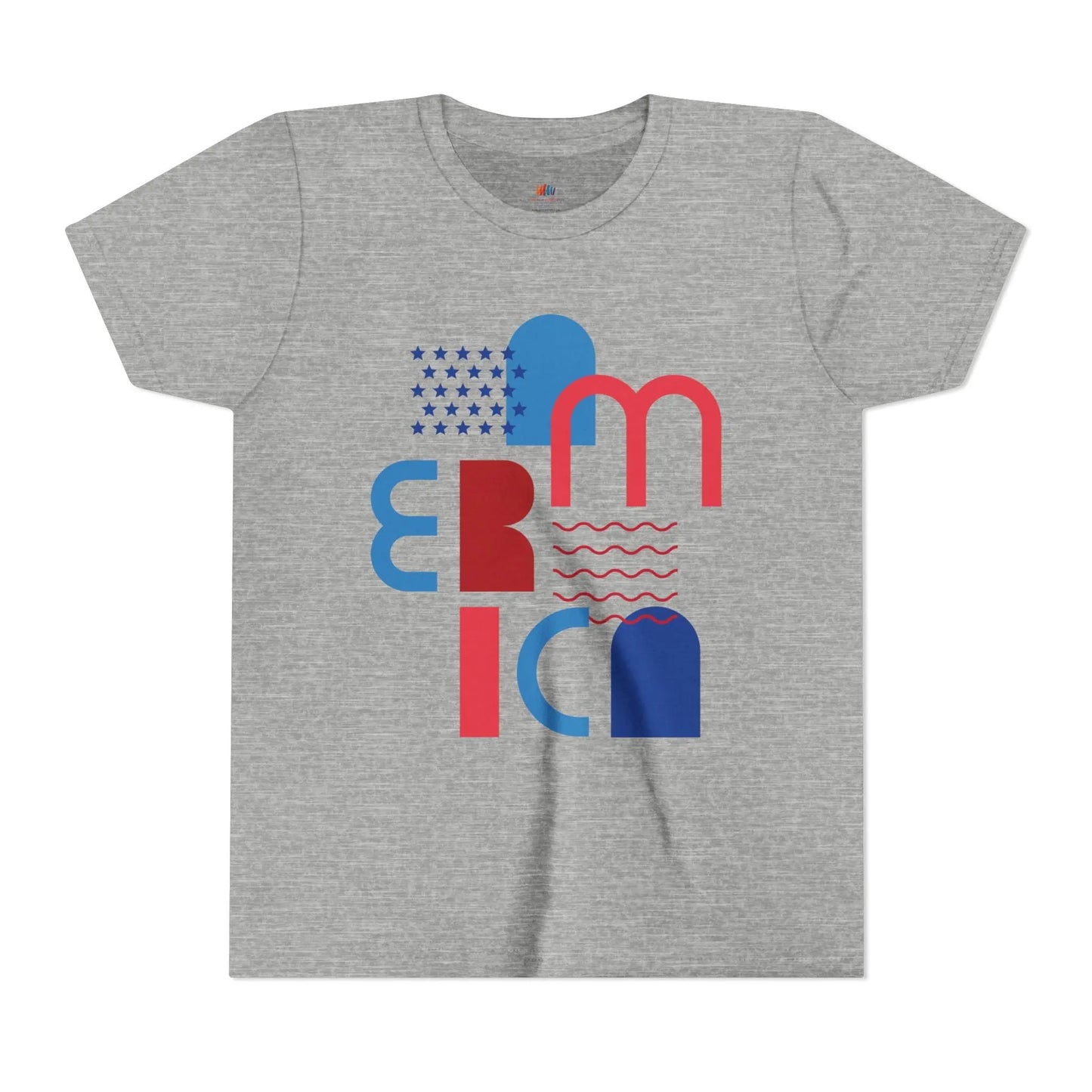 Youth Americana Short Sleeve Tee, Summer Fun Shirt, Patriotic Kids Top, Gift for Independence Day, Red White Blue Tee Printify