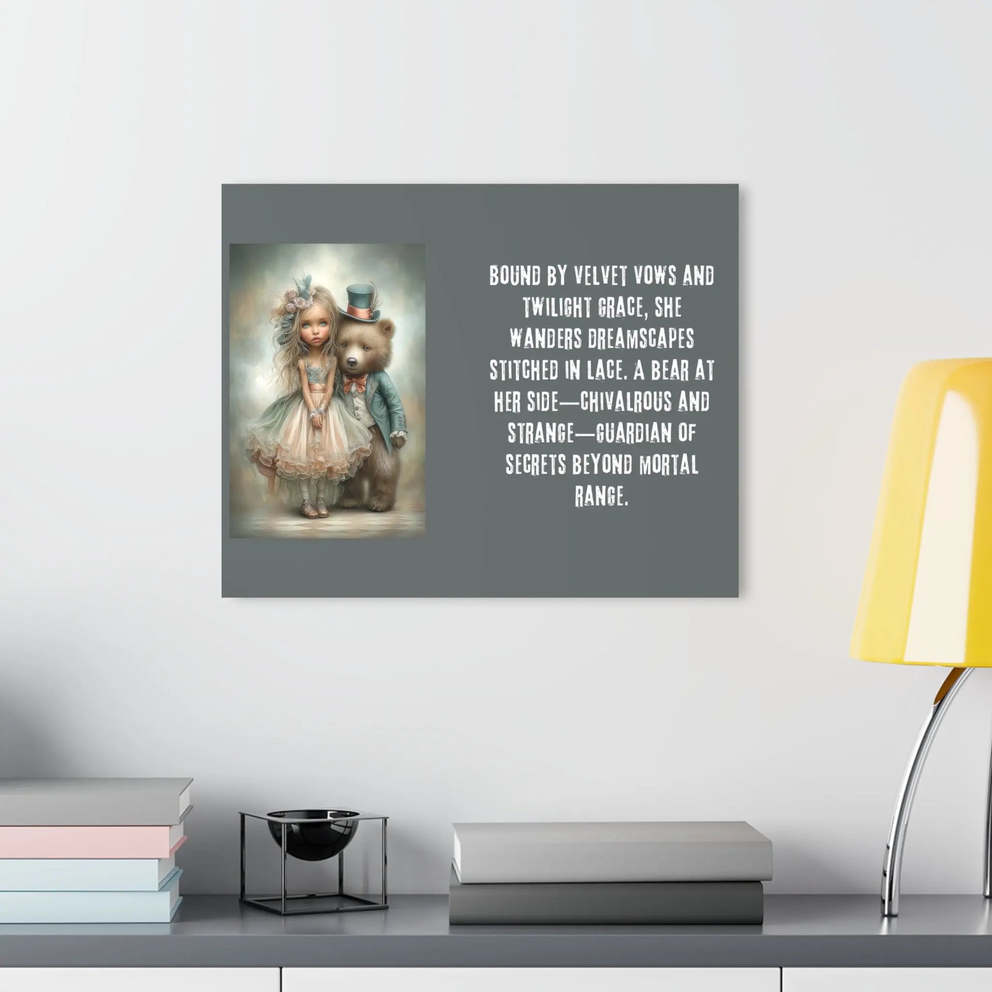 Acrylic Prints - Whimsical Girl and Bear French Cleat Hanging Frame with Enchanting Poem on the Horizontal Frames only. Printify