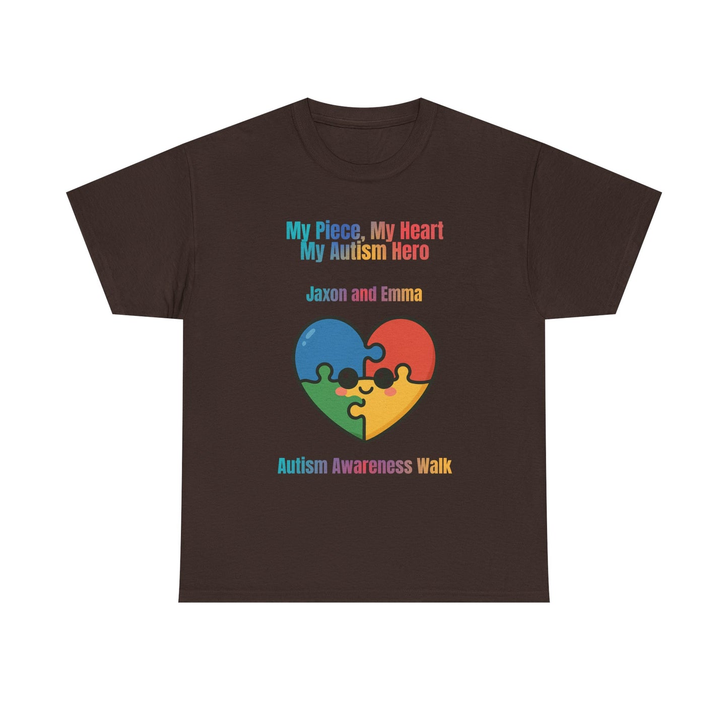 Customizable Autism Awareness Tee, My Piece My Heart Hero Shirt, Unisex Cotton Tee, Puzzle Heart Design, Inclusive Apparel