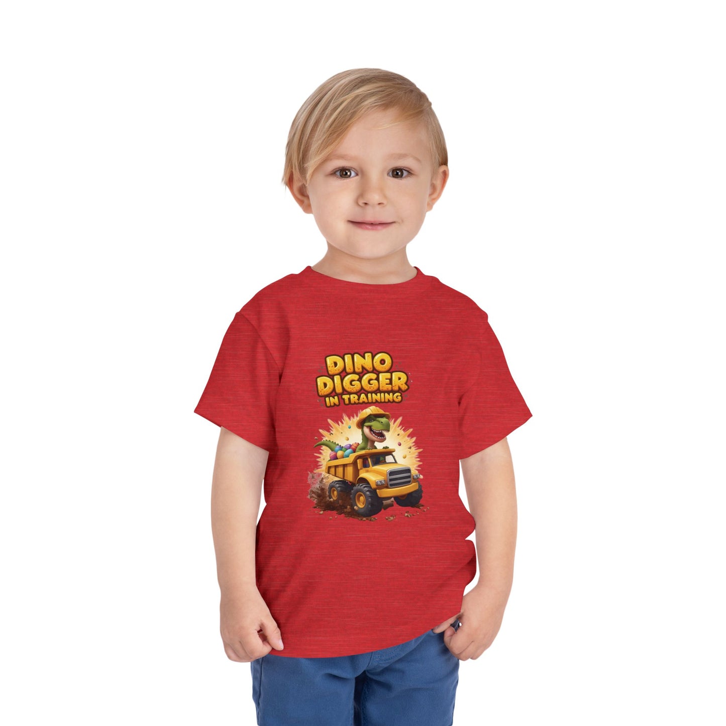 Dino Digger Toddler Tee - Fun Dino Excavator T-Shirt, Kids Gift, Birthday Outfit, Playwear, Cute Dinosaur Apparel