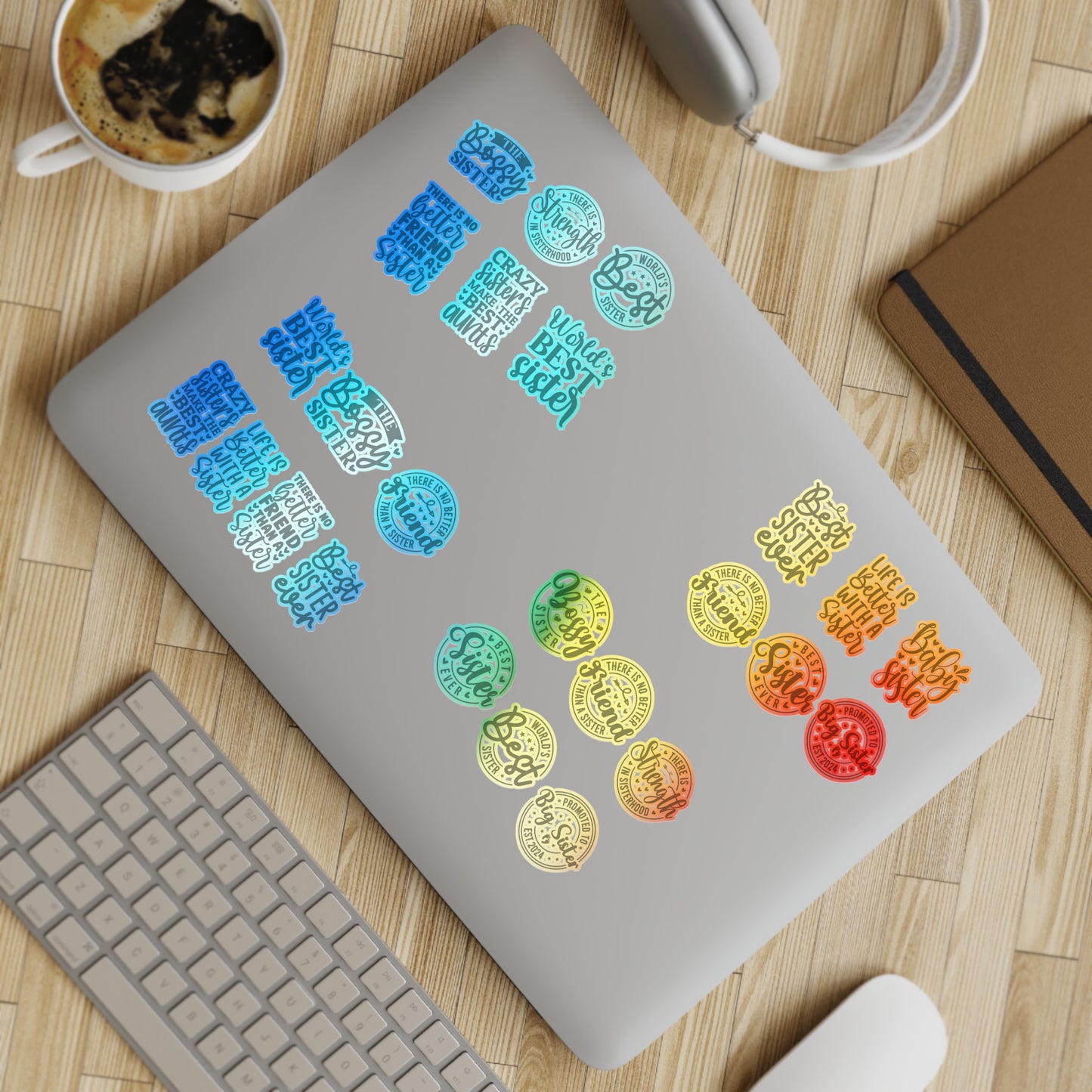 Sisterhood Sticker Bundle | 5 Sheets (125 Stickers) | White, Transparent or Holographic | Big Sister, Little Sis, Best Sister Gift