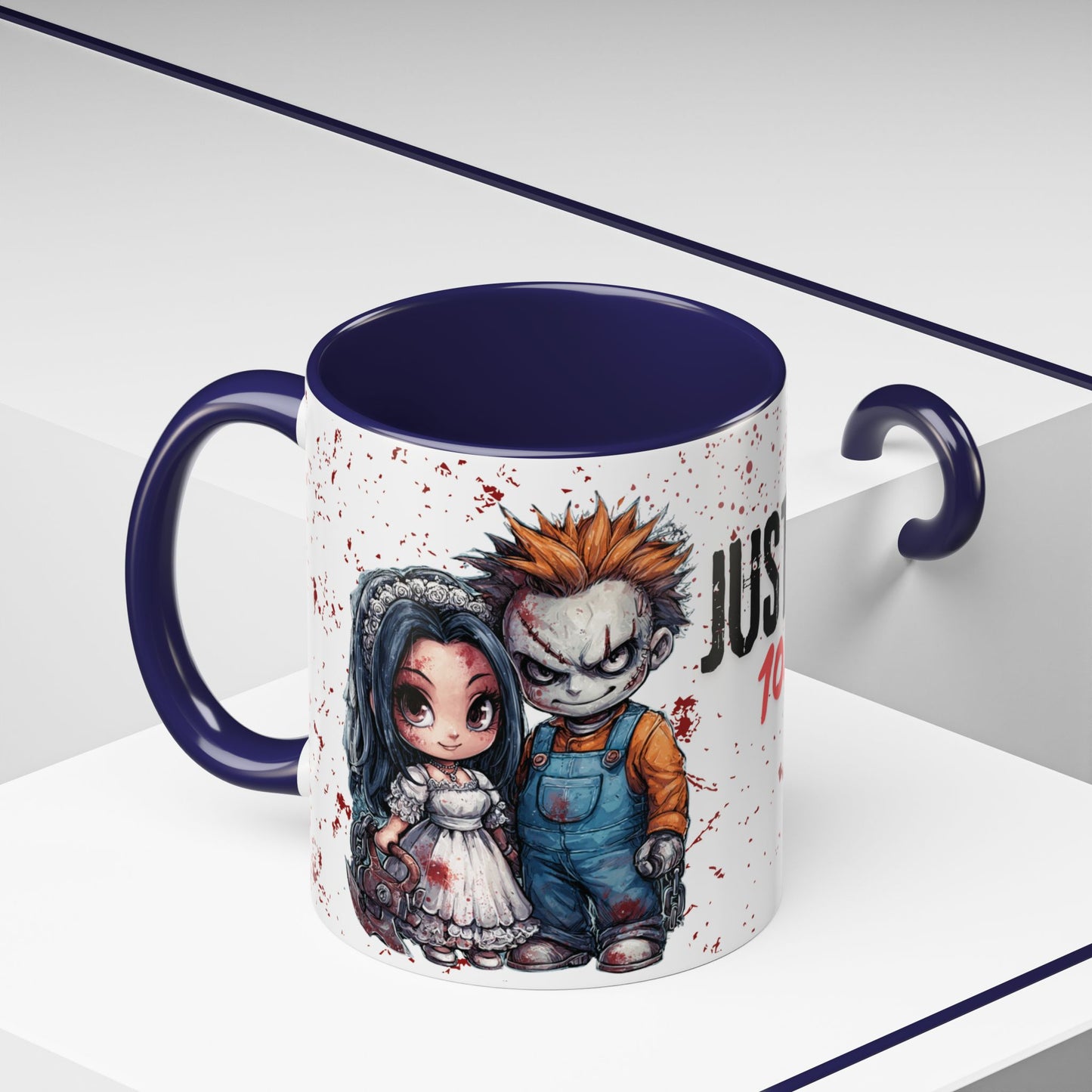 Accent Coffee Mug - Gothic Halloween Bride and Groom Just Stitched Personalized Mug