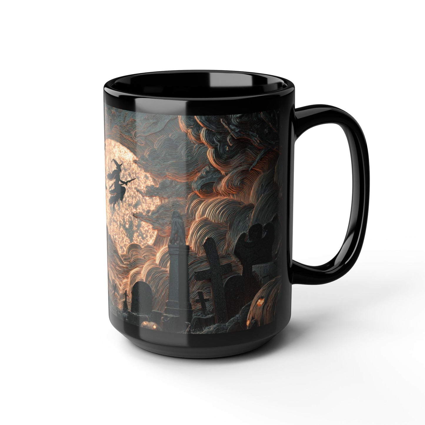 Spooky Witching Hour Mug - Perfect for Halloween Coffee Lovers, Black Ceramic Cup, Gift for Witch Fans, Unique Kitchen Decor, [...] Printify