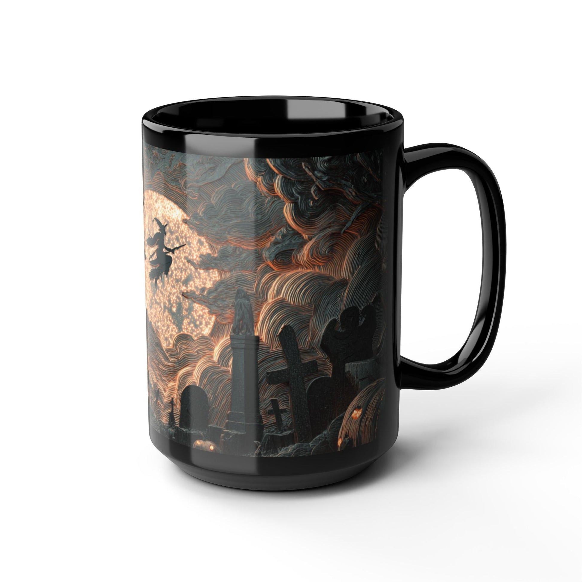 Spooky Witching Hour Mug - Perfect for Halloween Coffee Lovers, Black Ceramic Cup, Gift for Witch Fans, Unique Kitchen Decor, [...] Printify