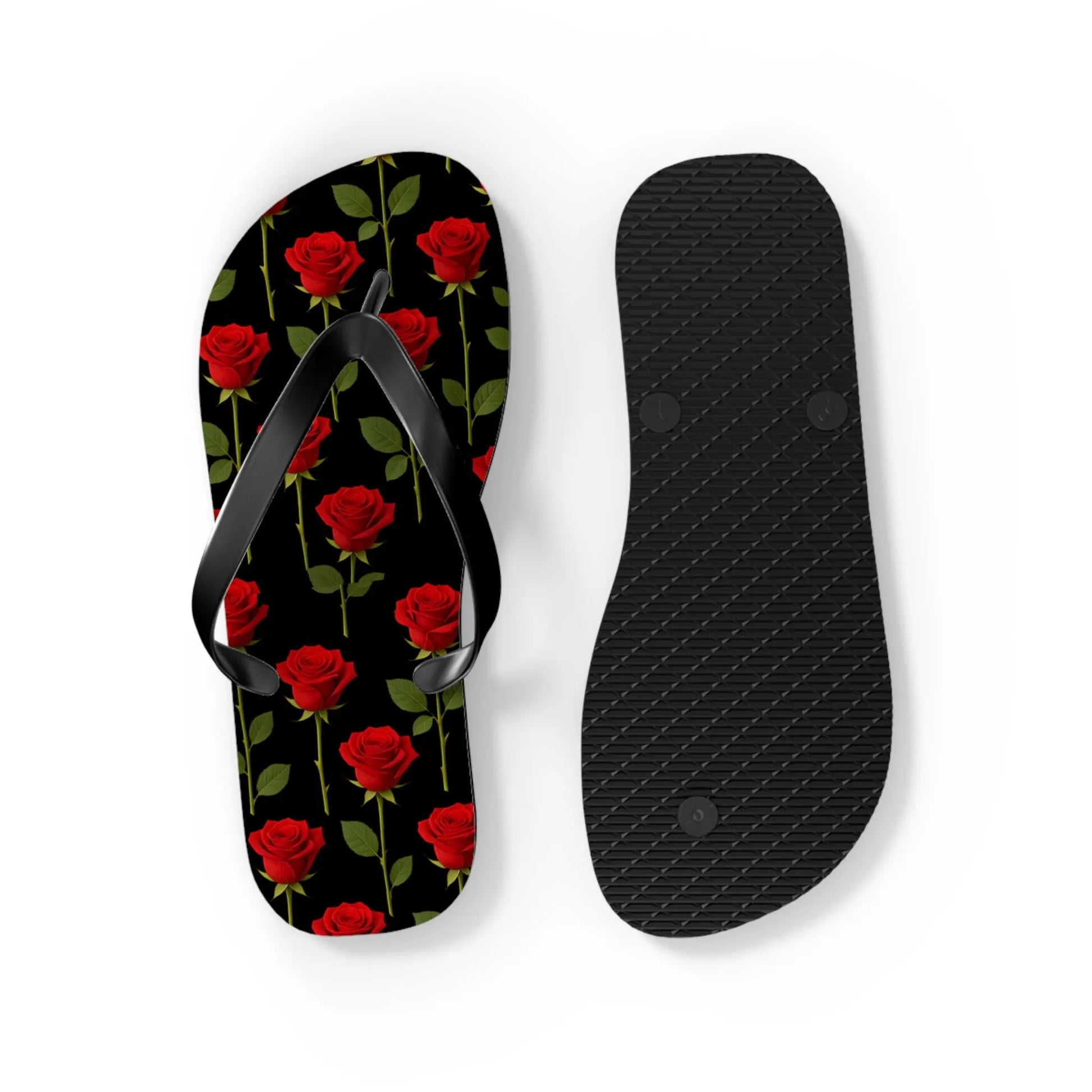 Flip Flops - Long Stemmed Roses Beach Sandals Printify