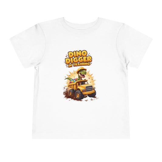 Dino Digger Toddler Tee - Fun Dino Excavator T-Shirt, Kids Gift, Birthday Outfit, Playwear, Cute Dinosaur Apparel