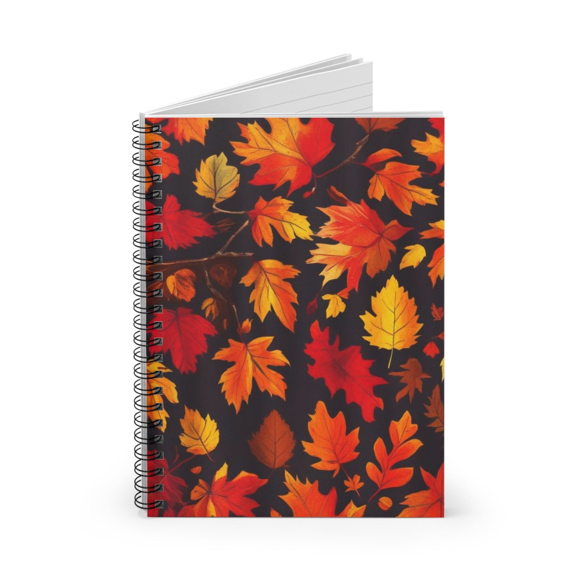 Autumn Leaves Spiral Notebook - Ruled Line, Fall Stationery, Nature Lover's Journal, Back to School, Gift for Writers, Cozy Aesthetic Printify