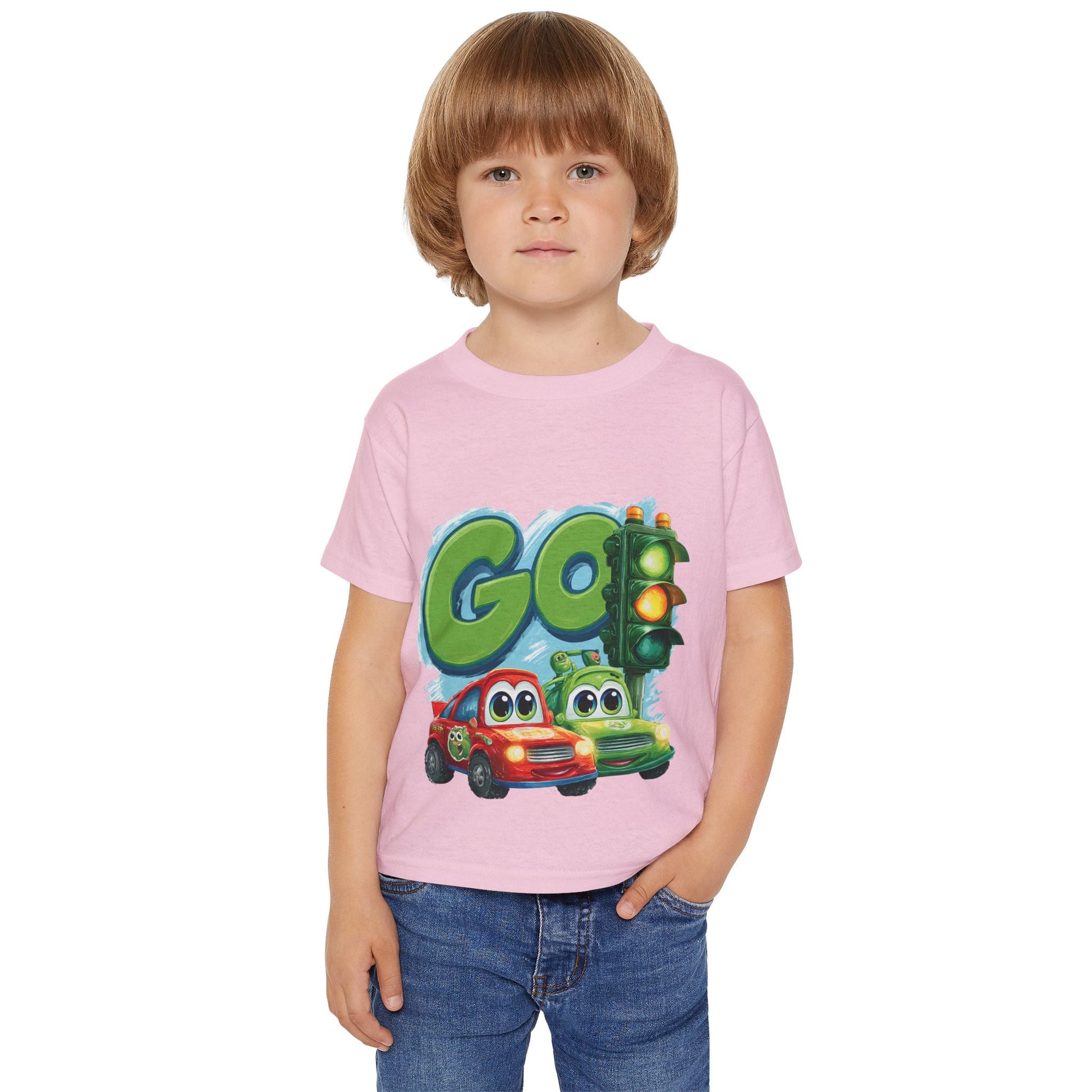 Colorful Kids' Tee with Cars Design, Toddler T-shirt, Go Traffic Shirt, Fun Playtime Apparel, Gift for Birthdays or Holidays Printify