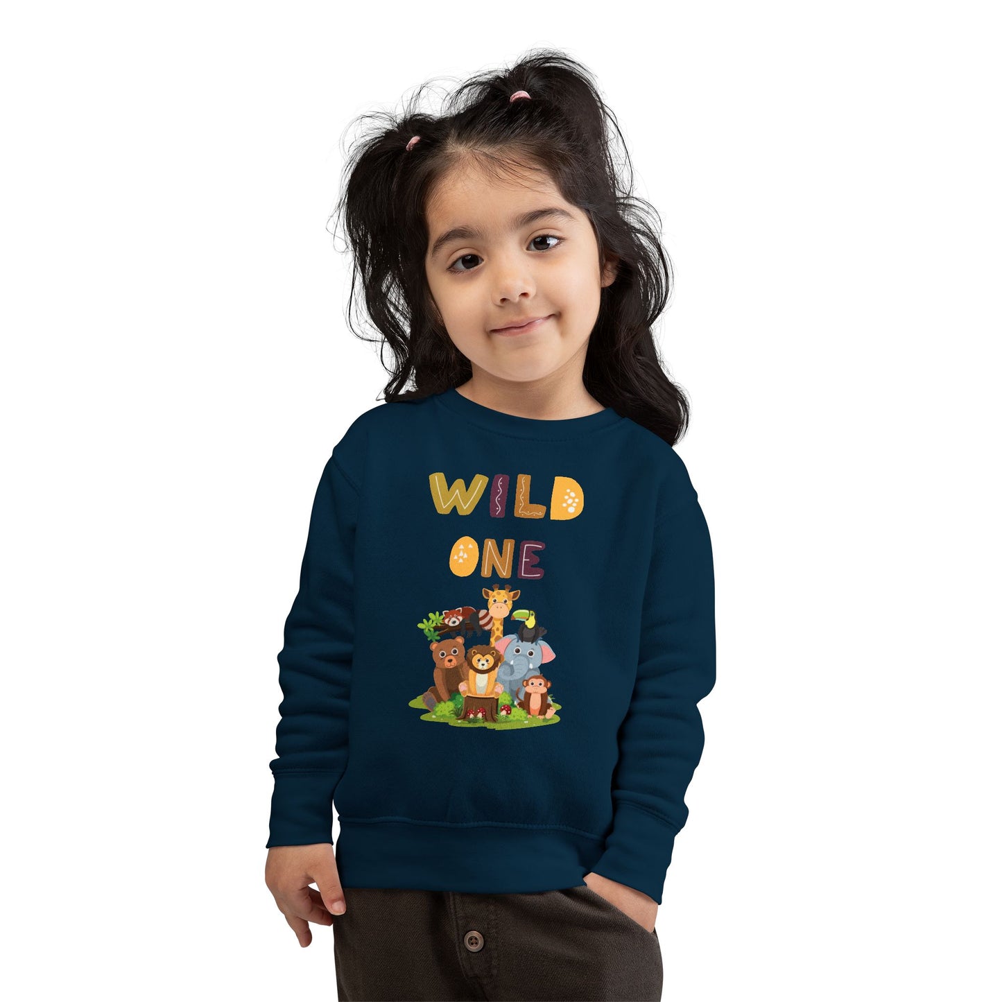Wild One Toddler Sweatshirt - Cute Animal Design, Birthday Gift, Kids' Apparel, Playtime Outfit, Baby Shower Gift