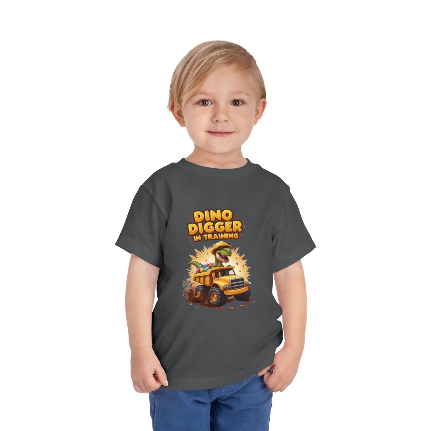 Dino Digger Toddler Tee - Fun Dino Excavator T-Shirt, Kids Gift, Birthday Outfit, Playwear, Cute Dinosaur Apparel
