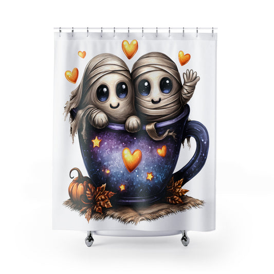 Cute Halloween Shower Curtain - Mummy Design, Decorative Home Decor, Spooky Bathroom, Fall Celebration, Kids Room Accessories Printify