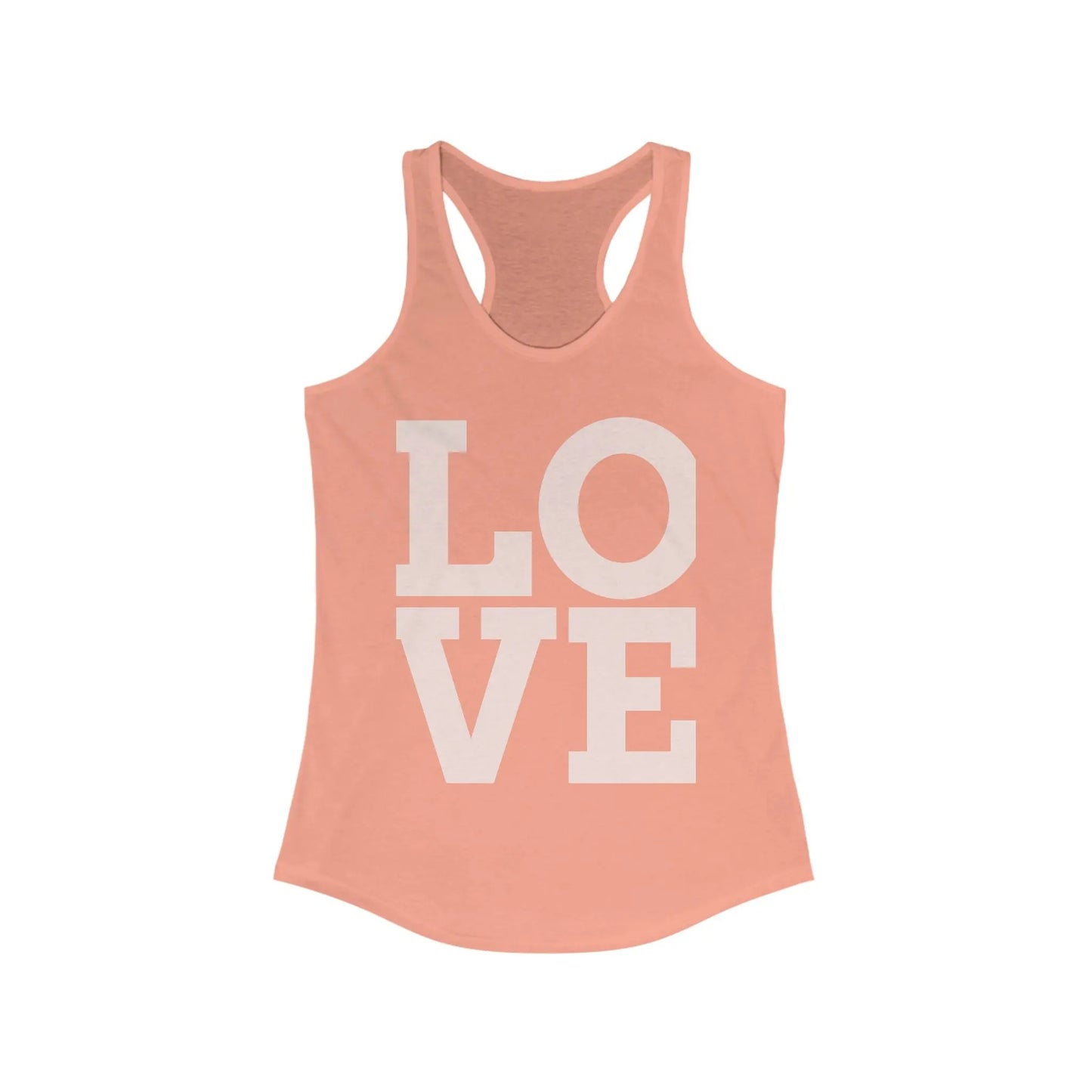 LOVE Graphic Racerback Tank Top, Summer Workout Tee, Valentine's Day Gift, Casual Women's Shirt, Motivational Exercise Top Printify