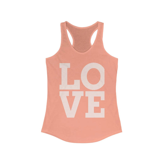 LOVE Graphic Racerback Tank Top, Summer Workout Tee, Valentine's Day Gift, Casual Women's Shirt, Motivational Exercise Top Printify
